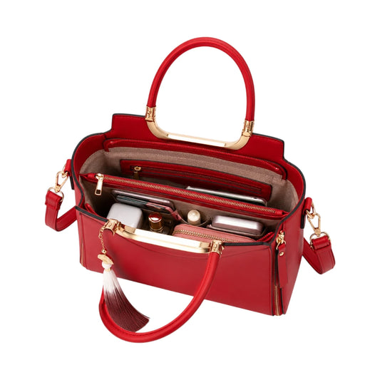 Creaciones de Lori Elegant Women's Red Leather Shoulder Bag
