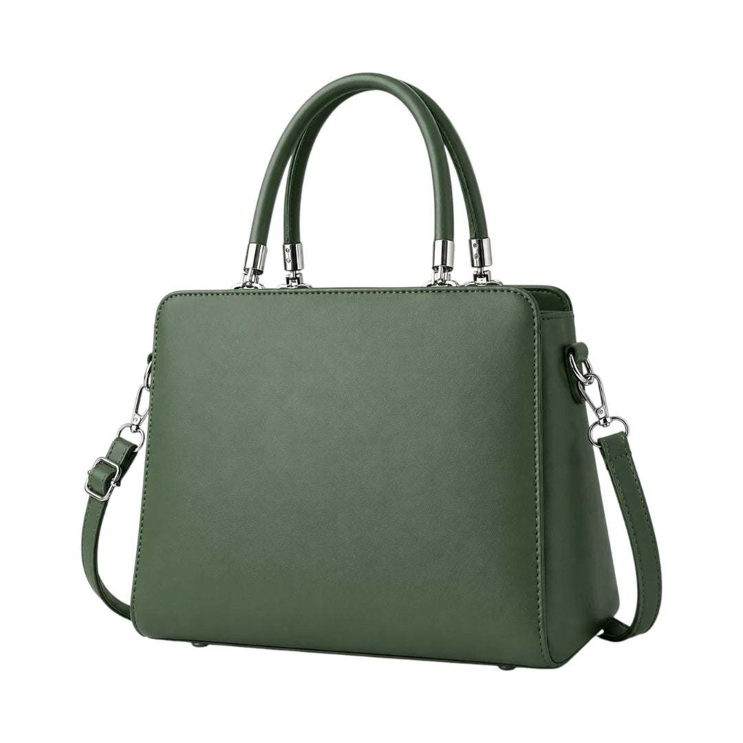 Creaciones de Lori Women's Green Leather Shoulder Bag with Elegant Bow Accent