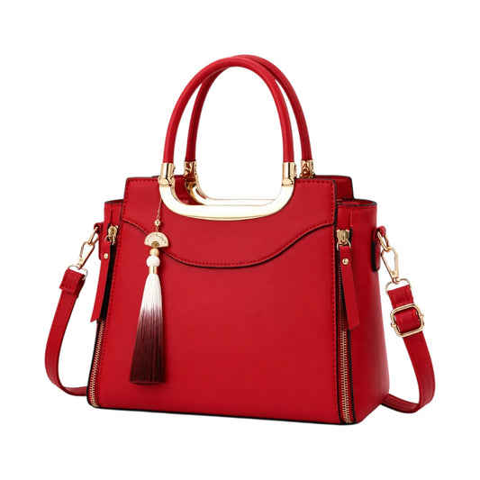 Creaciones de Lori Elegant Women's Red Leather Shoulder Bag
