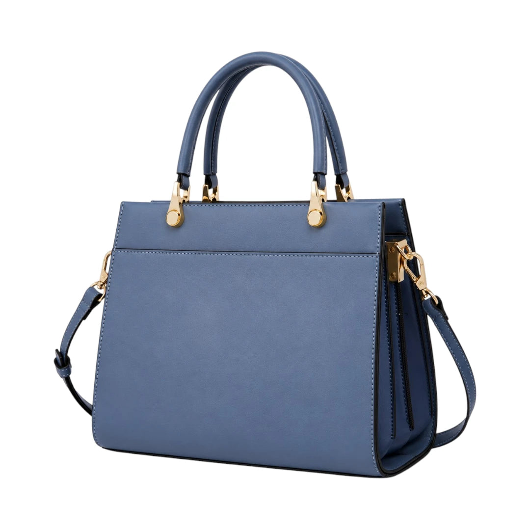 Creaciones de Lori Women's Blue Leather Shoulder Bag with Dual Handles