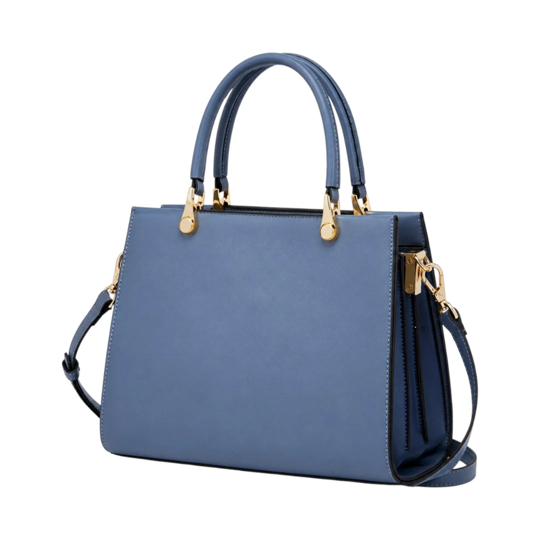 Creaciones de Lori Women's Blue Leather Shoulder Bag with Dual Handles