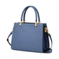 Creaciones de Lori Women's Blue Leather Shoulder Bag with Dual Handles
