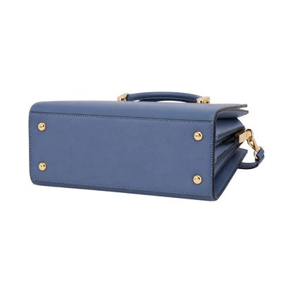 Creaciones de Lori Women's Blue Leather Shoulder Bag with Dual Handles
