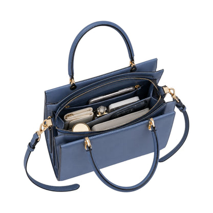 Creaciones de Lori Women's Blue Leather Shoulder Bag with Dual Handles