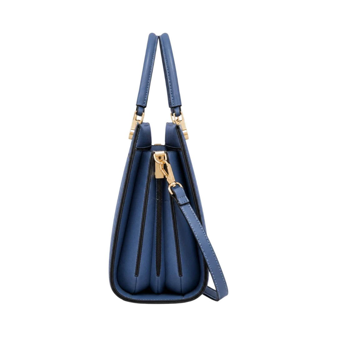 Creaciones de Lori Women's Blue Leather Shoulder Bag with Dual Handles
