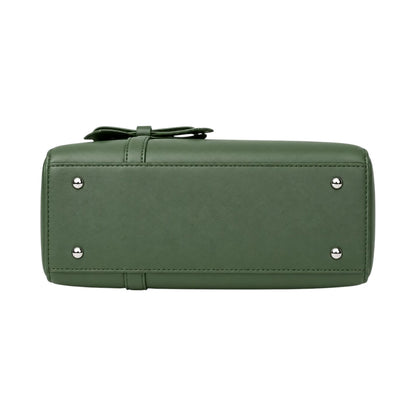 Creaciones de Lori Women's Green Leather Shoulder Bag with Elegant Bow Accent
