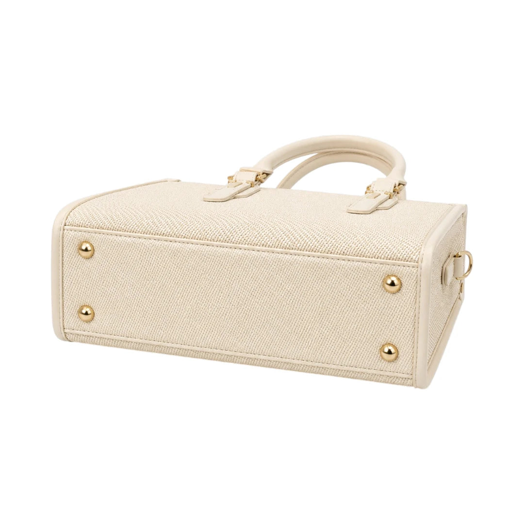 Creaciones de Lori Women's Ivory Leather Shoulder Bag with Elegant Textured Finish