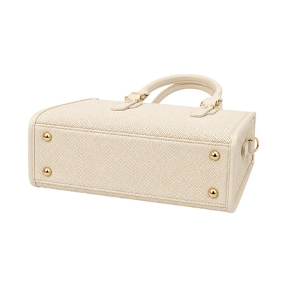 Creaciones de Lori Women's Ivory Leather Shoulder Bag with Elegant Textured Finish