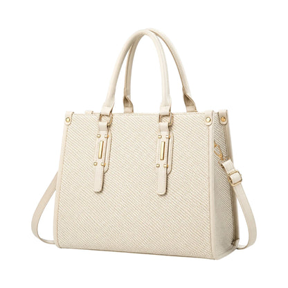 Creaciones de Lori Women's Ivory Leather Shoulder Bag with Elegant Textured Finish