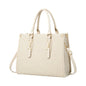 Creaciones de Lori Women's Ivory Leather Shoulder Bag with Elegant Textured Finish